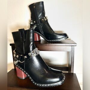 Nasty Gal Black and Silver Heeled Boots